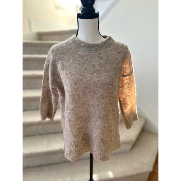 J.Crew Tan Alpaca 3/4 Length Sleeve Crewneck Sweater - Picture 1 of 5